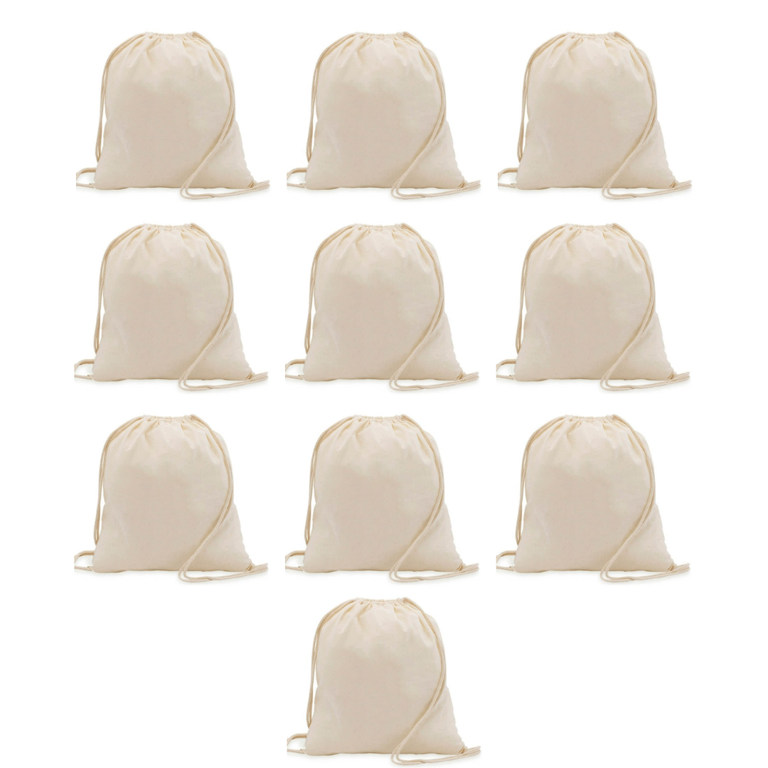 Cotton Drawstring Backpacks - Set of 25 or 50