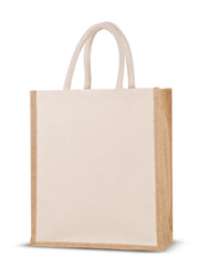 Canvas Bag with Jute Gusset - - MOQ 100 pcs