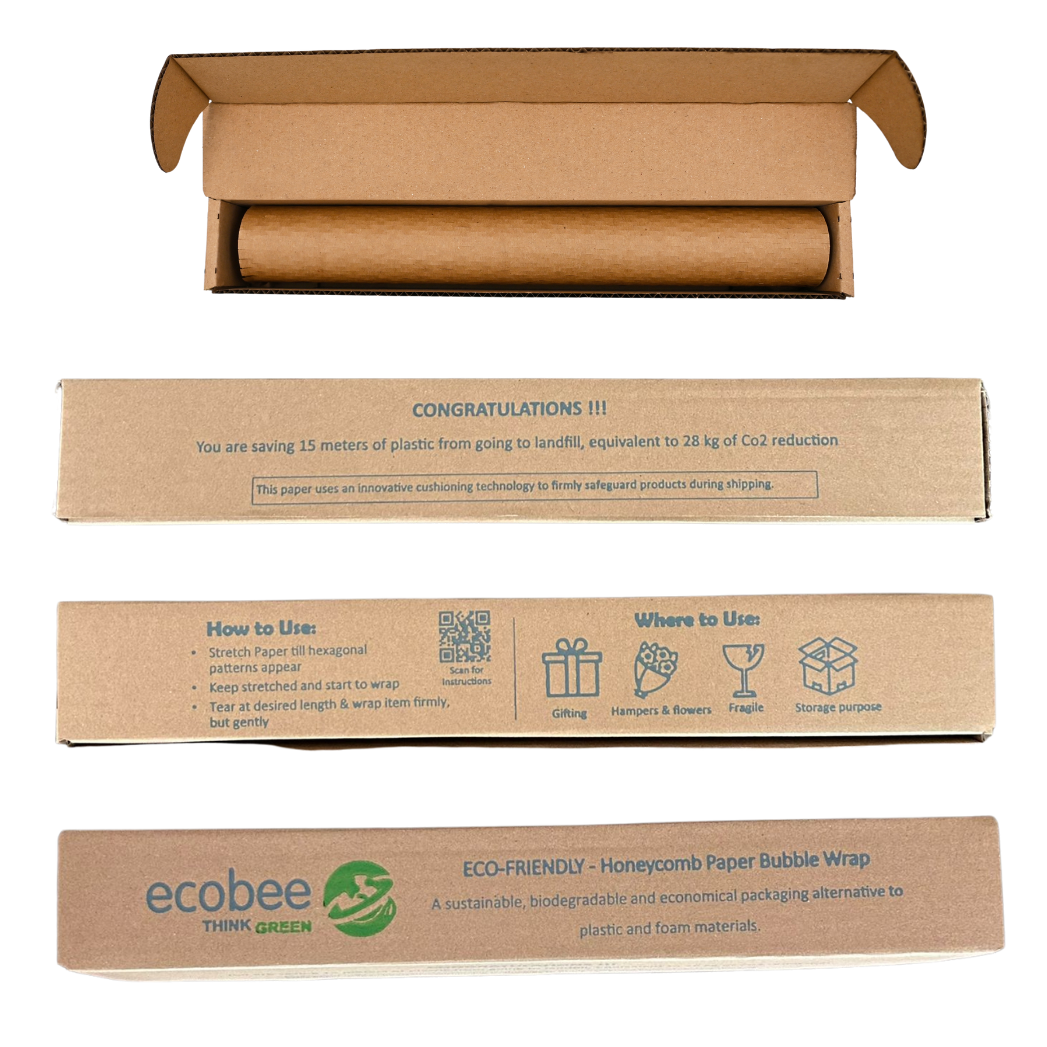 Honeycomb Paper Bubble Wrap - 20 mtrs (2 rolls of 10 mtrs each, stretch to 15 mtrs each)