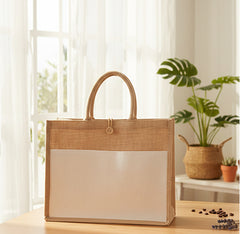 Canvas Bag with Jute Gusset -  - MOQ 100 pcs
