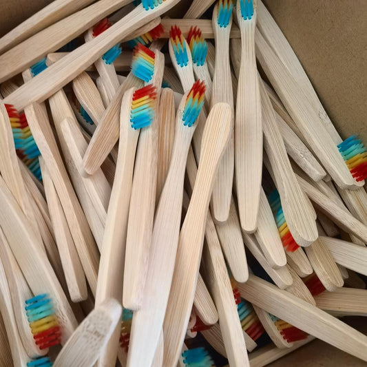 Bamboo Toothbrush - Rainbow Bristles - For Child - MOQ 100 pcs