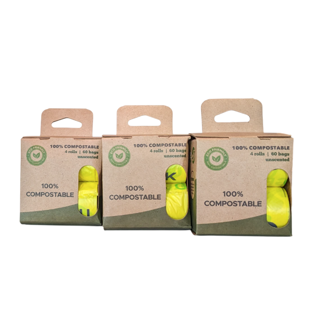 100% Compostable Pet Waste Bags - MOQ 5 Boxes - 300 Bags